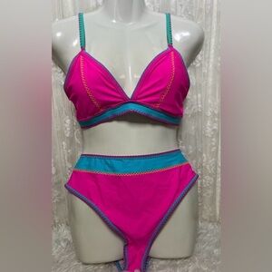 Bikini “POPVIL” Set Pink & Blue, Orange, Aqua SZ: (M) NNTags Pretty:)